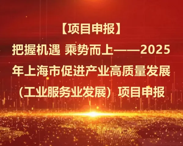 【项目申报】2025 年上海市促进产业高质量发展(工业服务业发展)项目申报